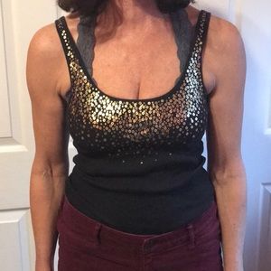 Black with gold sequins, Victoria Secret Tank
